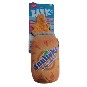 Bark Box " Super Size Sunlicks " Dog Toy Orange Soda Can Spilled - NEW!